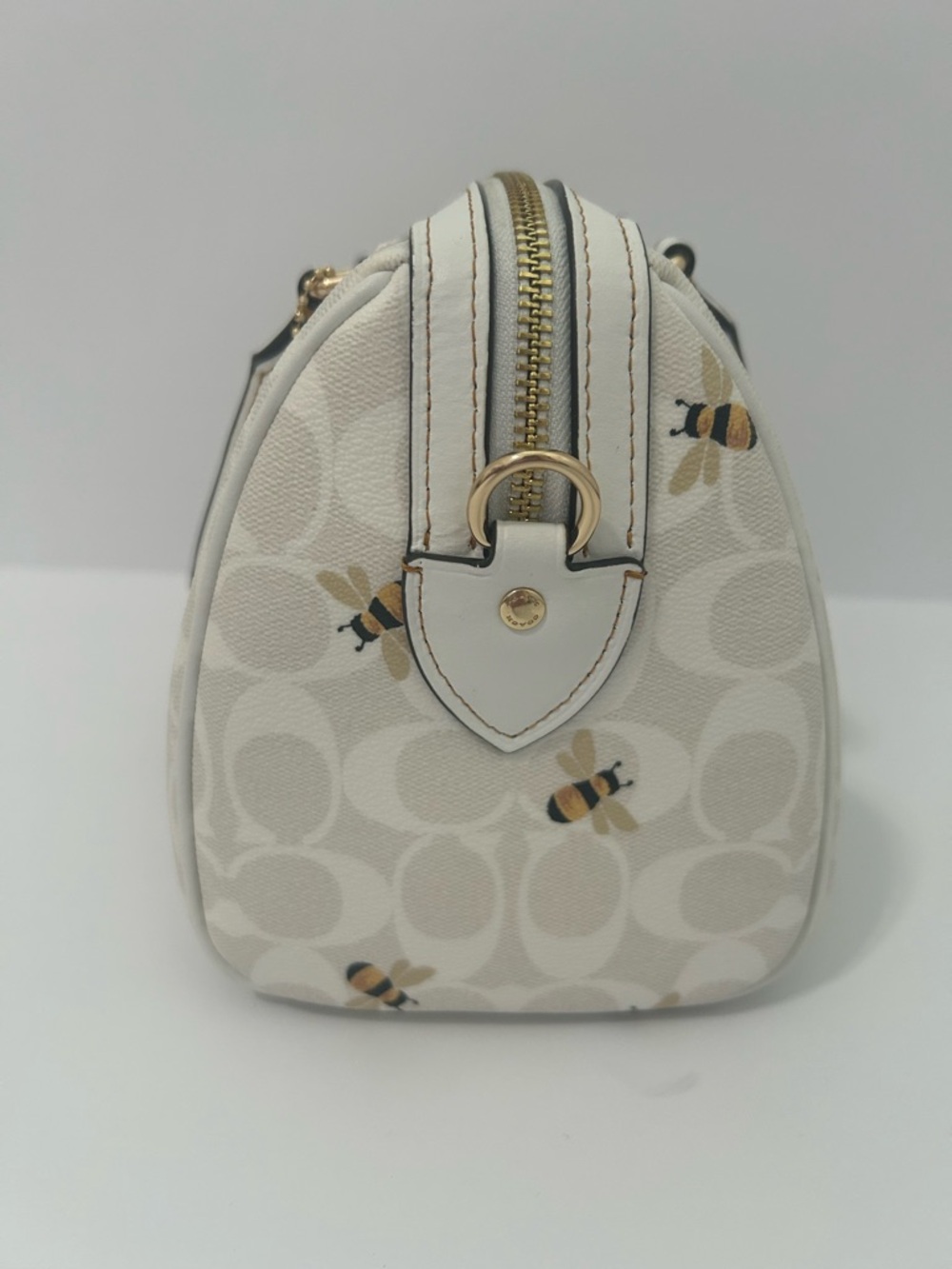 Coach Cream Bee-Print Mini Satchel with Gold Hardware - Picture 4 of 13